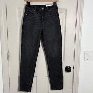 American Eagle Mom Jeans Women 0 Black NWT High Rise Grunge Indie Relaxed Casual